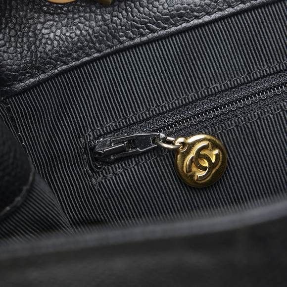 Chanel Coco Mark Handbag Tote Bag Black Gold - Picture 7 of 9